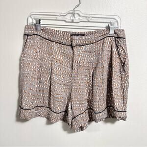 Broadway & Broome Boho Feather Paint Patterned Gray Orange Shorts Womens Medium